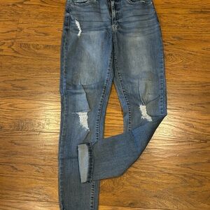 KanCan Women's Dark Blue Distressed Skinny Jeans